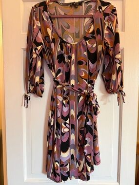 Lily Rose-Tone Abstract Print Midi Wrap Dress